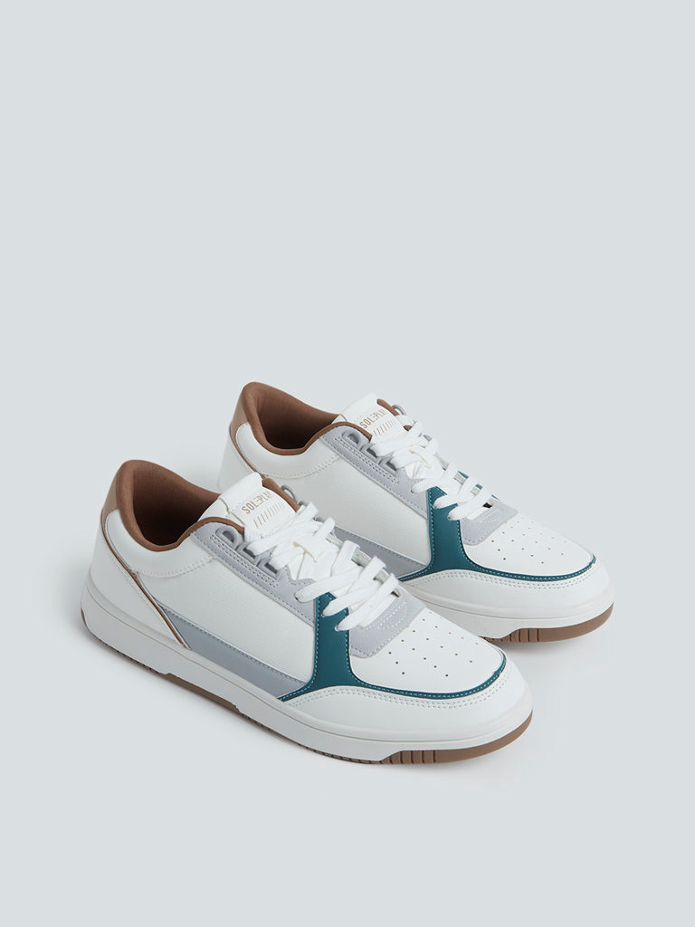 SOLEPLAY White Perforated Lace-Up Sneakers